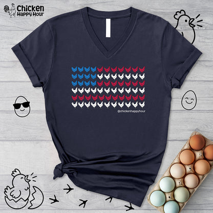 American Flag Chicken V-Neck Tee