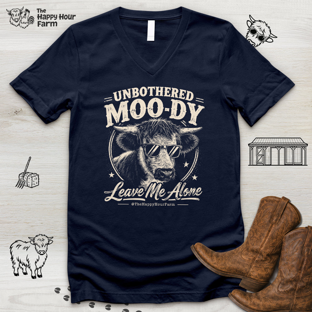 Unbothered Moo-Dy Leave Me Alone V-Neck Tee
