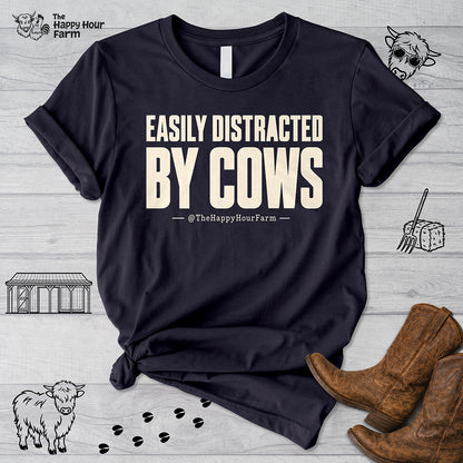 Easily Distracted by Cows Unisex Tee