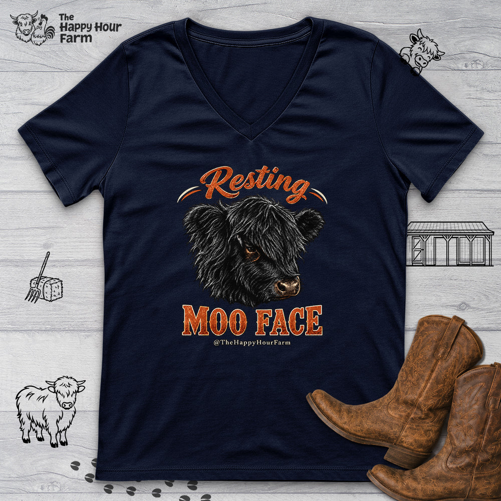 Resting MOO FACE V-Neck Tee