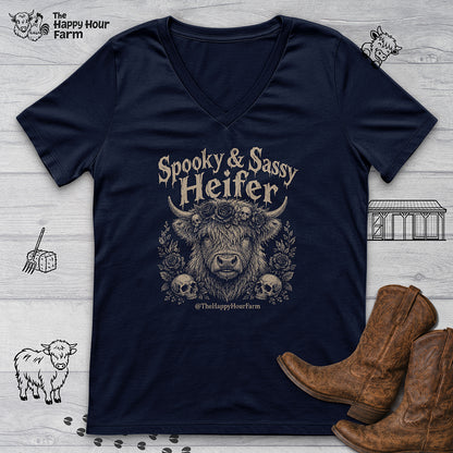 Spooky & Sassy Heifer V-Neck Tee