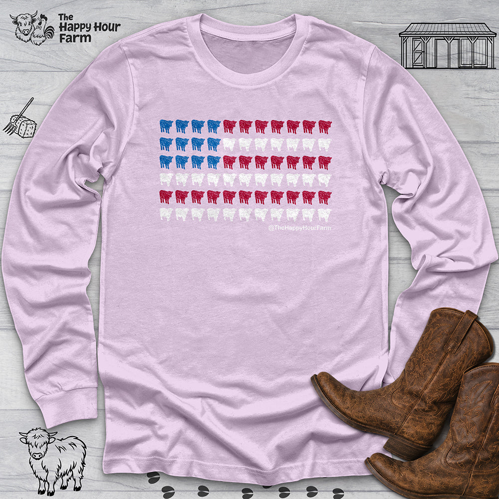American Flag Cows Long Sleeve