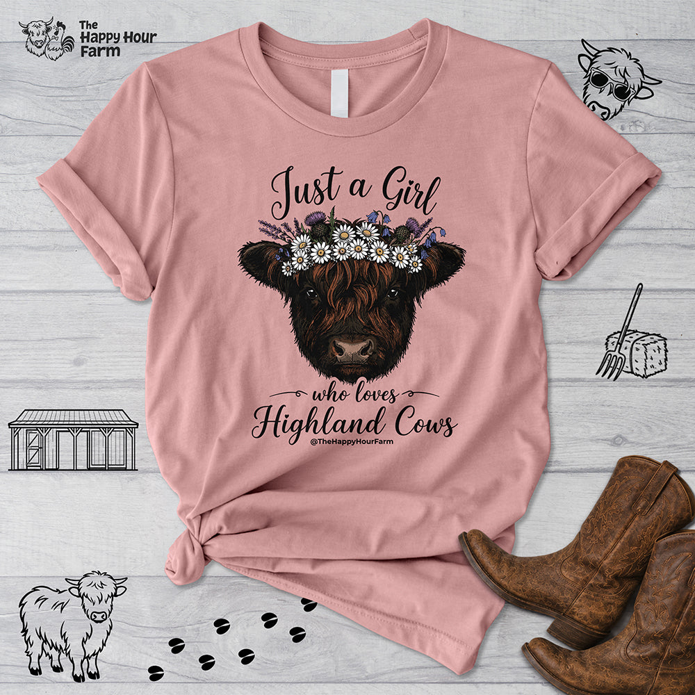 Just a Girl Who Love Highland Cow Unisex Tee