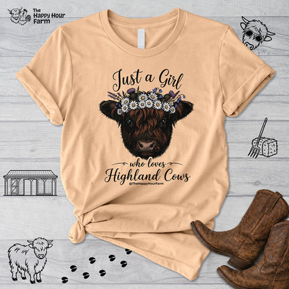 Just a Girl Who Love Highland Cow Unisex Tee