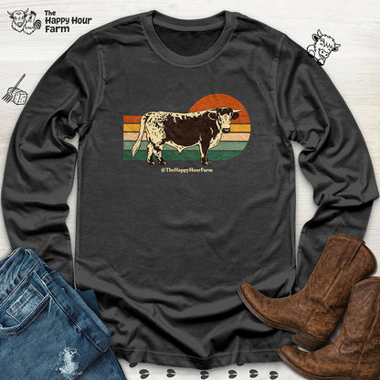 Retro Sunset Cow Long Sleeve