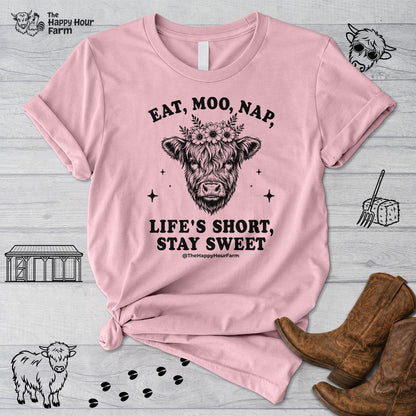 Eat, Moo, Nap Unisex Tee