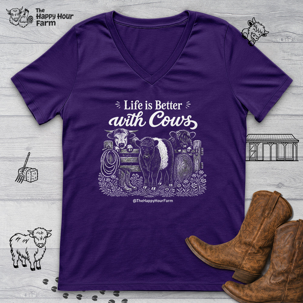 Life is Better with Cows V-Neck Tee