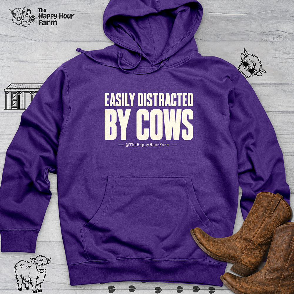 Easily Distracted by Cows Hooded Sweatshirt