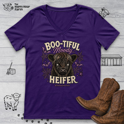 Bootiful Moody Heifer V-Neck Tee
