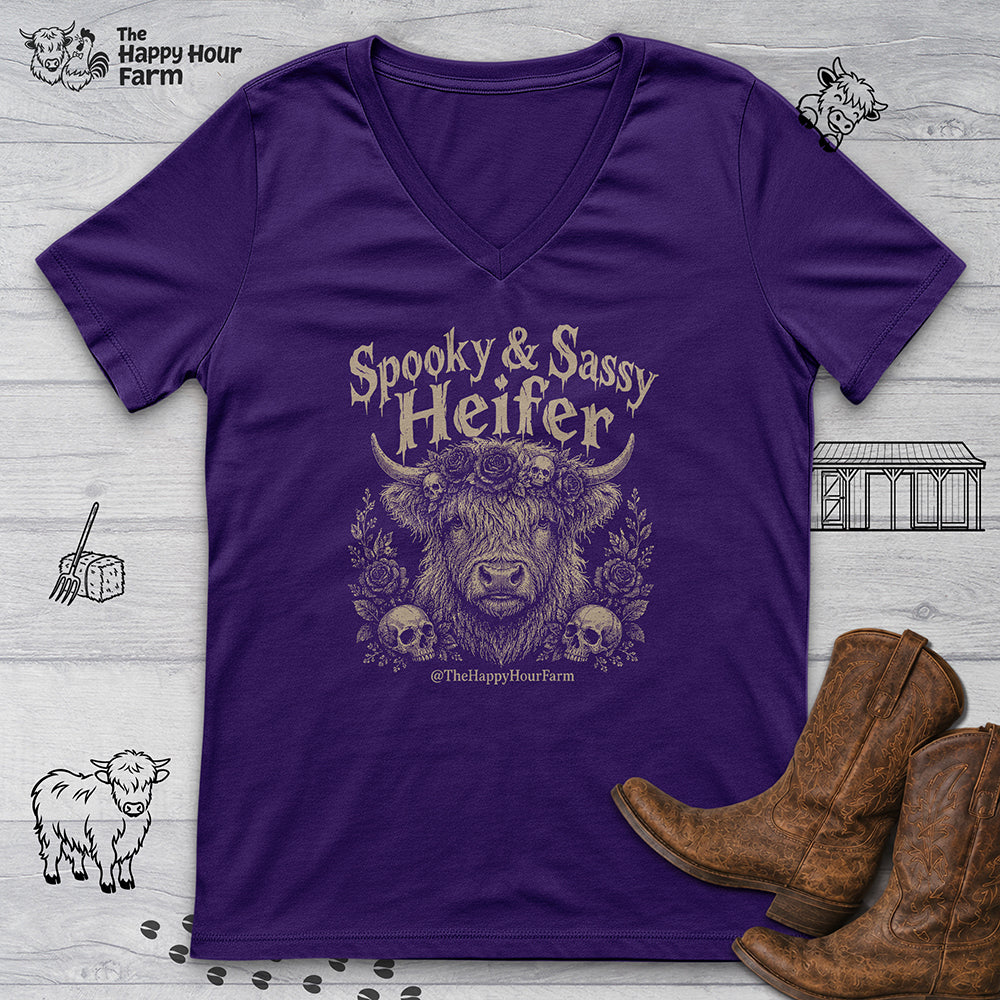 Spooky & Sassy Heifer V-Neck Tee