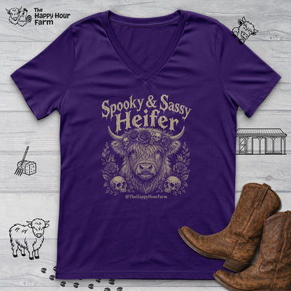 Spooky & Sassy Heifer V-Neck Tee