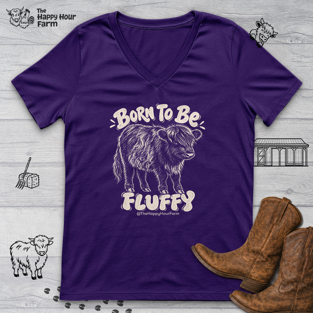 Born To Be Fluffy V-Neck Tee