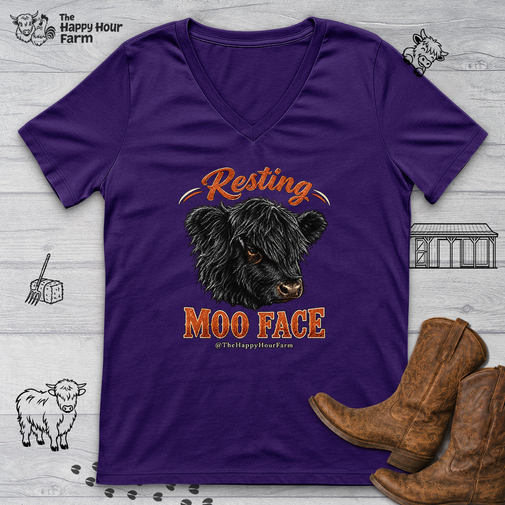 Resting MOO FACE V-Neck Tee