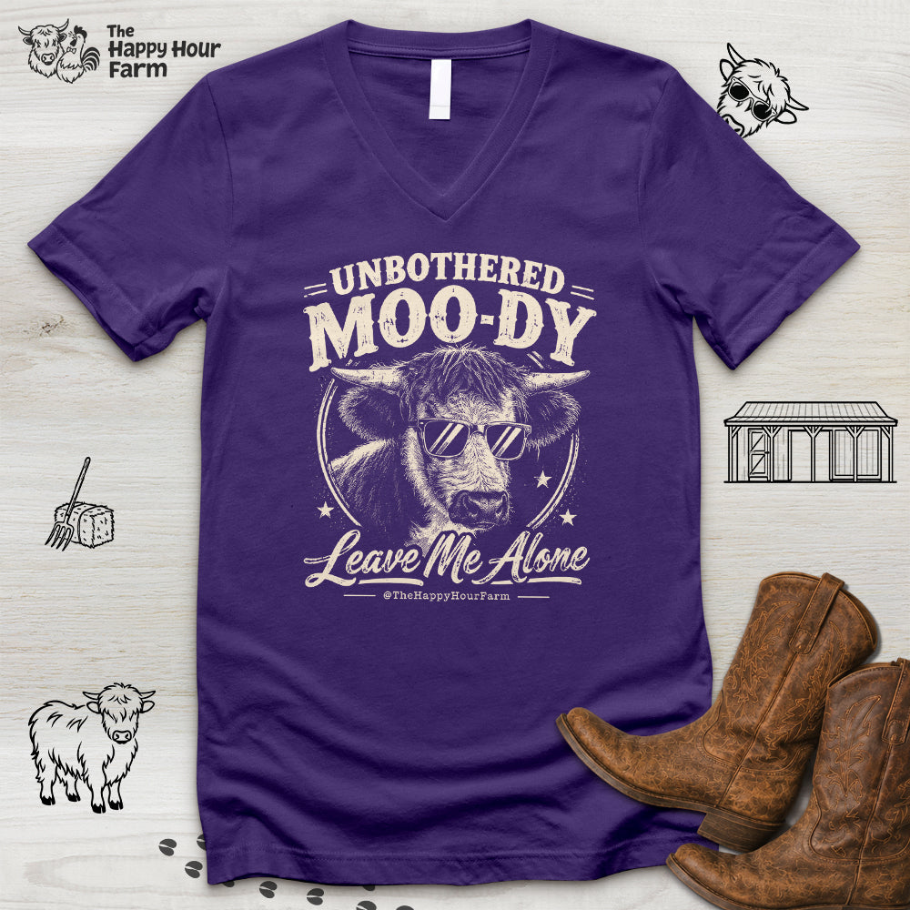 Unbothered Moo-Dy Leave Me Alone V-Neck Tee