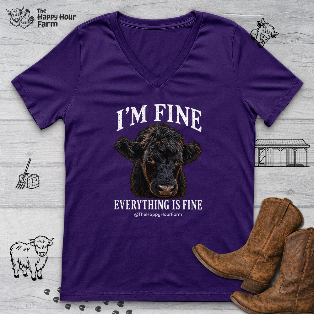 I'm Fine Everything Is Fine V-Neck Tee