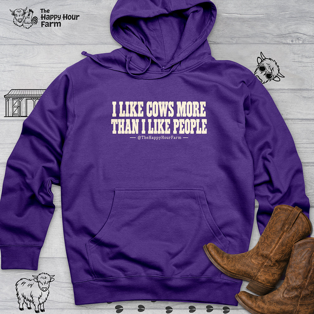 I Like Cows More Than People Hooded Sweatshirt