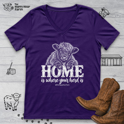 Home Is Where Your Herd Is V-Neck Tee