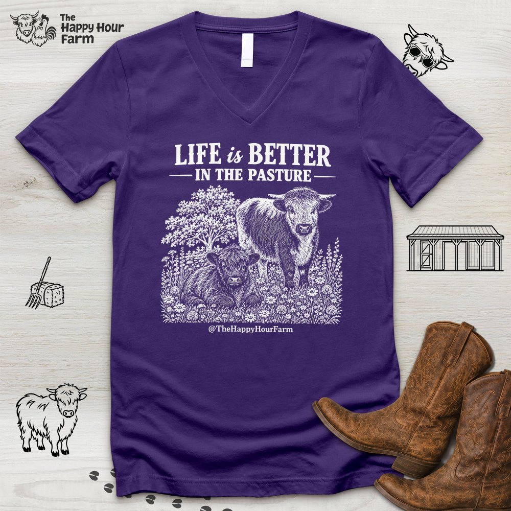 Life Is Better in the Pasture V-Neck Tee
