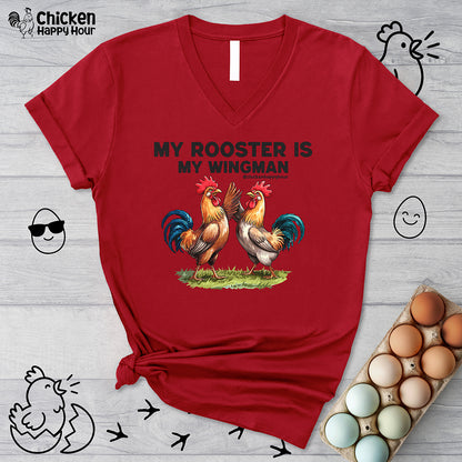 My Rooster is My Wingman V-Neck Tee