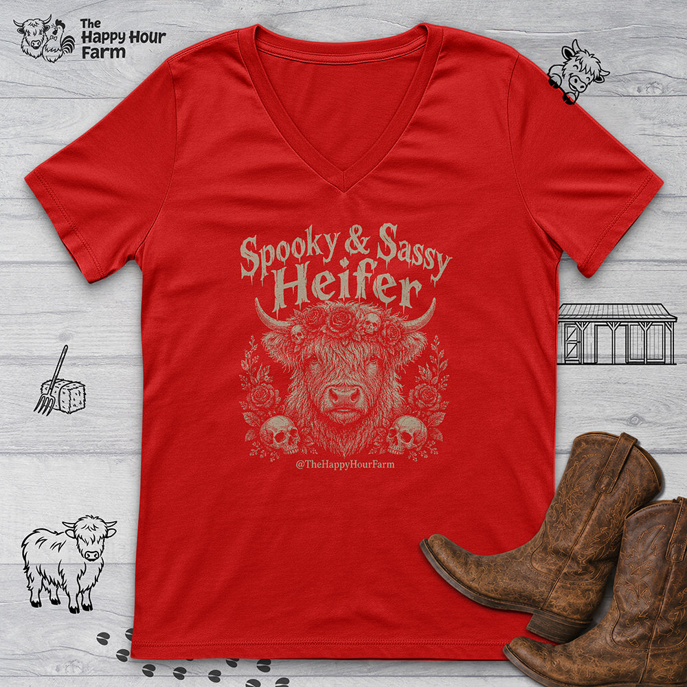 Spooky & Sassy Heifer V-Neck Tee