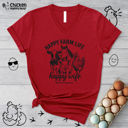 Happy Farm Life Happy Wife 01 V-Neck Tee