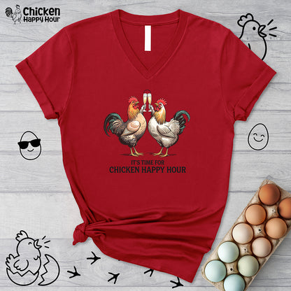 It’s Time For Chicken Happy Hour V-Neck Tee
