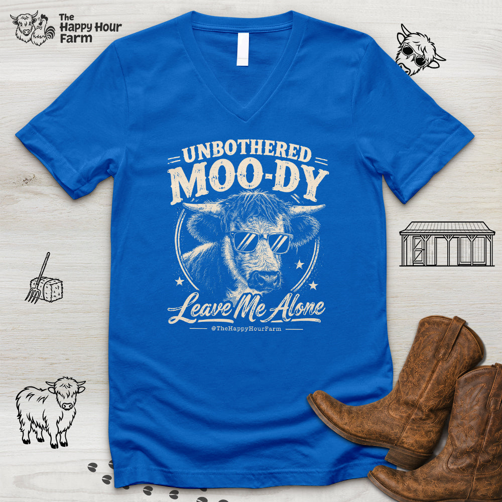 Unbothered Moo-Dy Leave Me Alone V-Neck Tee