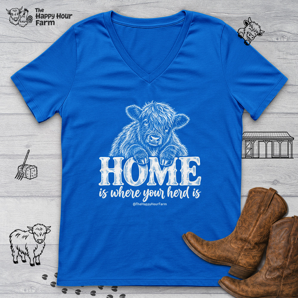 Home Is Where Your Herd Is V-Neck Tee
