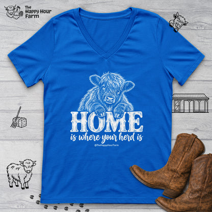 Home Is Where Your Herd Is V-Neck Tee