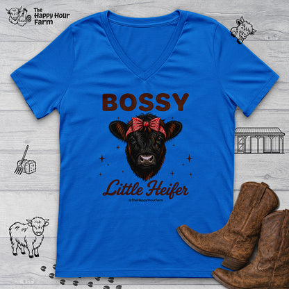 Bossy Little Heifer V-Neck Tee
