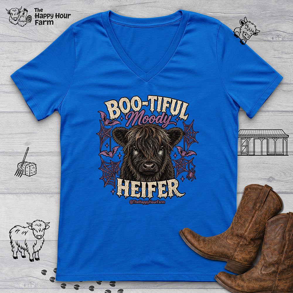 Bootiful Moody Heifer V-Neck Tee