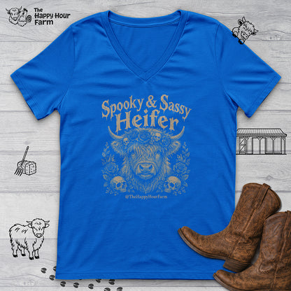 Spooky & Sassy Heifer V-Neck Tee