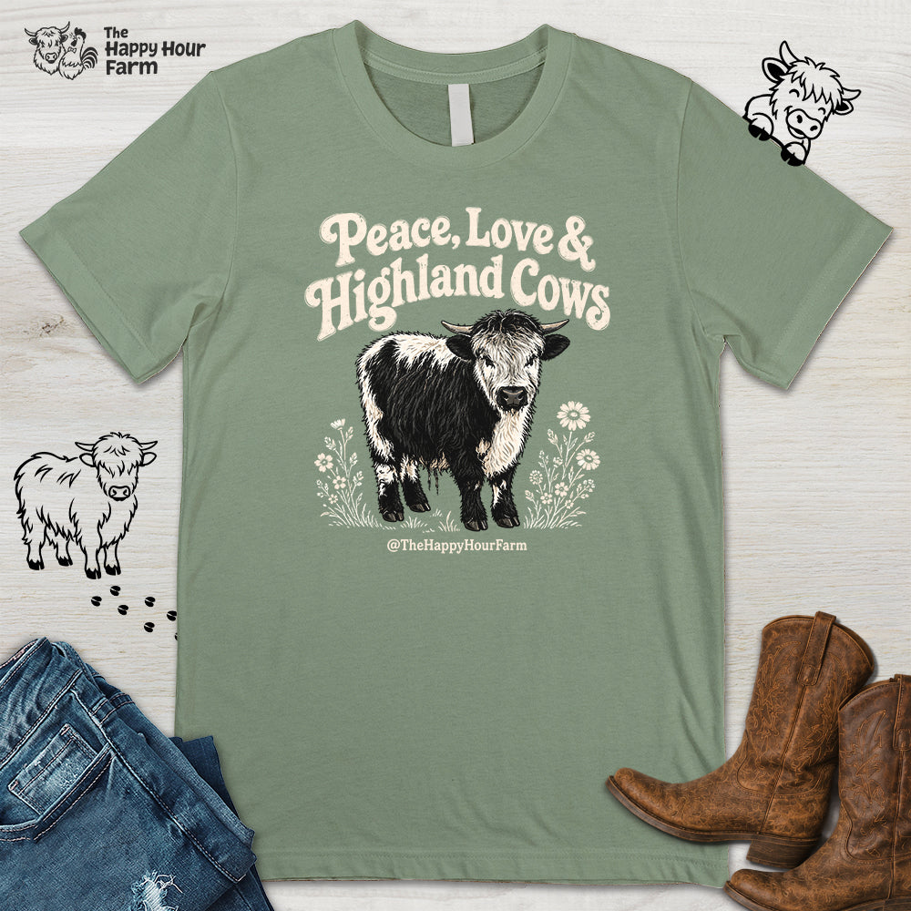 Peace, Love & Highland Cows Unisex Tee