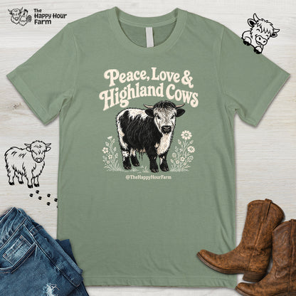 Peace, Love & Highland Cows Unisex Tee