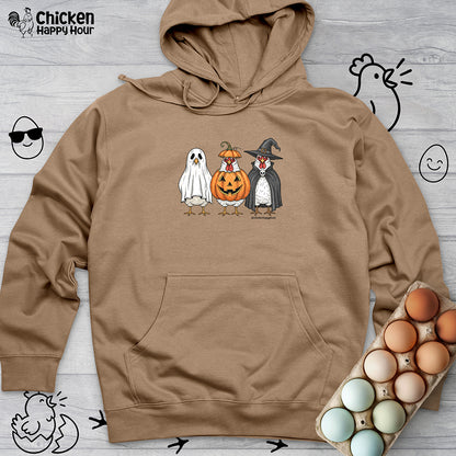 Chickens Wearing Halloween Costumes Hooded Sweatshirt