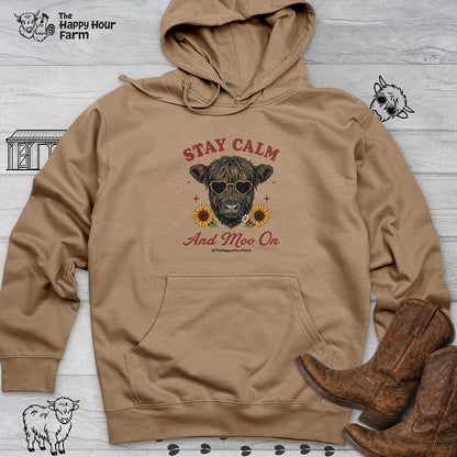 Stay Calm And Moo On Hooded Sweatshirt