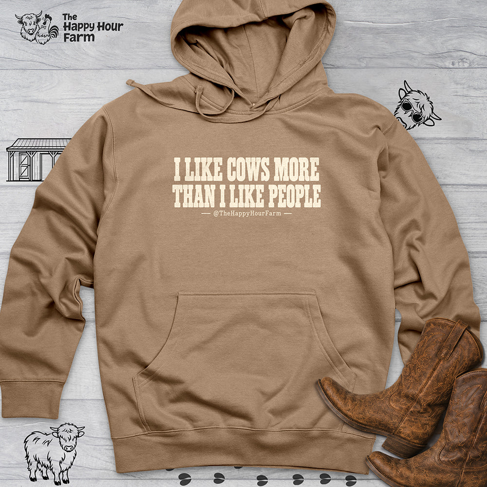 I Like Cows More Than People Hooded Sweatshirt
