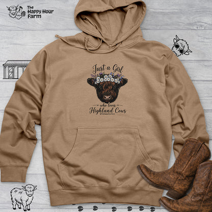 Just a Girl Who Love Highland Cow Hooded Sweatshirt