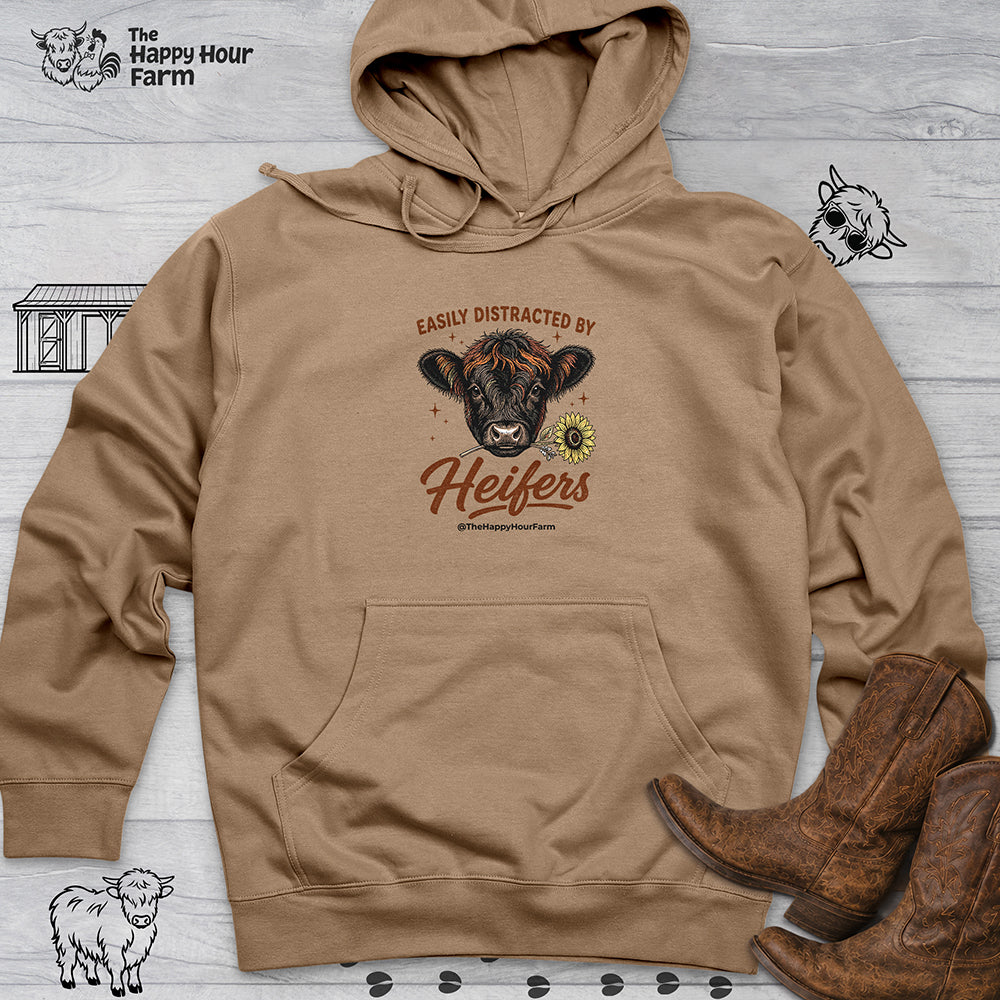 Easily Distracted by Heifer Hooded Sweatshirt