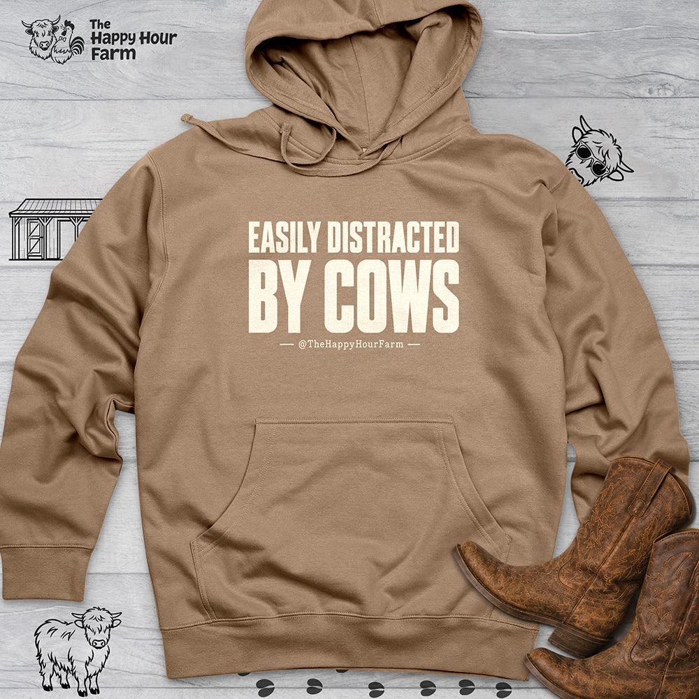 Easily Distracted by Cows Hooded Sweatshirt