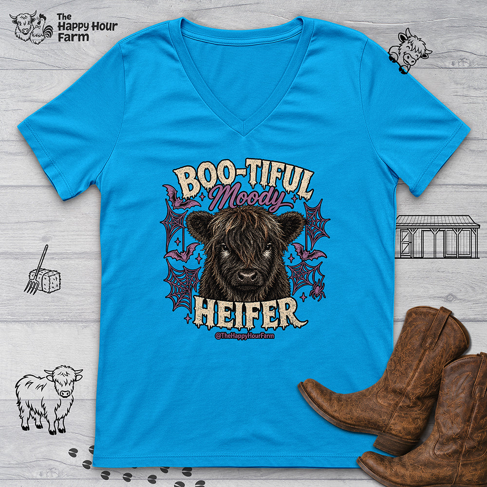 Bootiful Moody Heifer V-Neck Tee