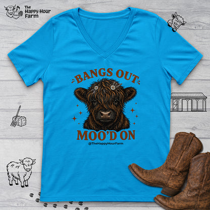 Bangs Out Moo'd On V-Neck Tee