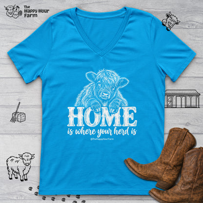 Home Is Where Your Herd Is V-Neck Tee