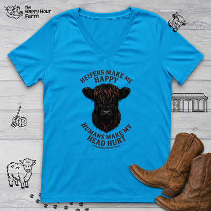 Heifer Маkе Me Happy V-Neck Tee