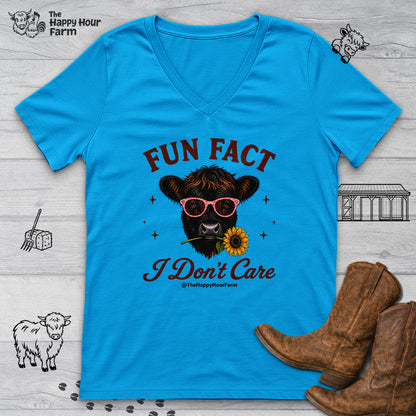 Fun Fact I Don't Care V-Neck Tee