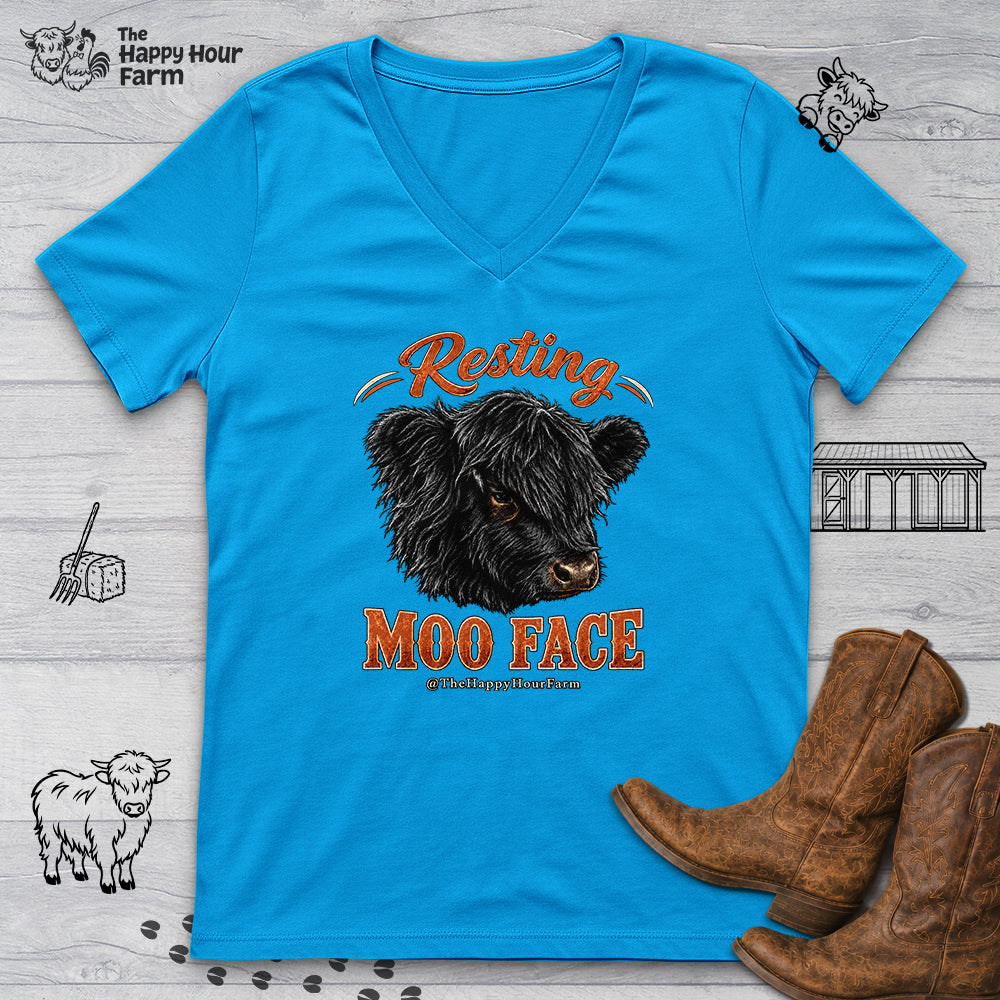 Resting MOO FACE V-Neck Tee