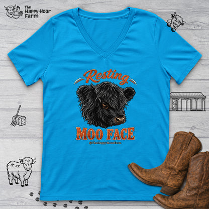Resting MOO FACE V-Neck Tee