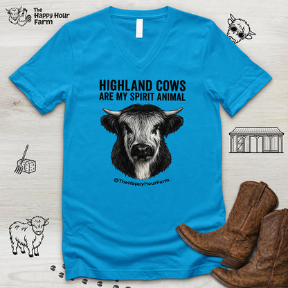 Highland Cows Are My Spirit Animal V-Neck Tee