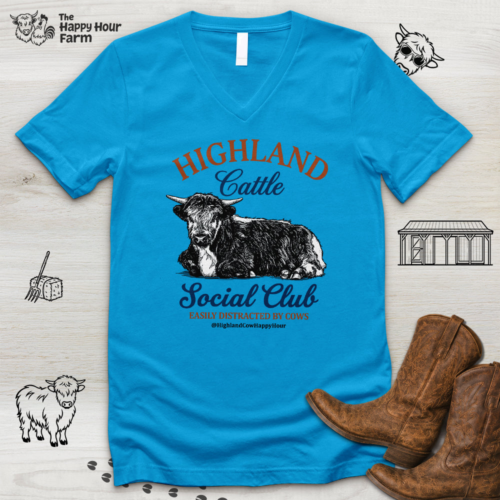 Highland Cattle Social Club V-Neck Tee