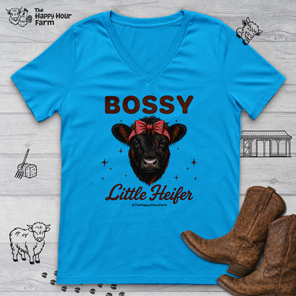 Bossy Little Heifer V-Neck Tee